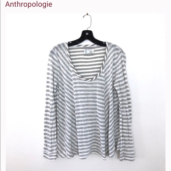 ANTHROPOLOGIE SATURDAY SUNDAY GREY STRIPE TOP SZ S - Picture 2 of 5